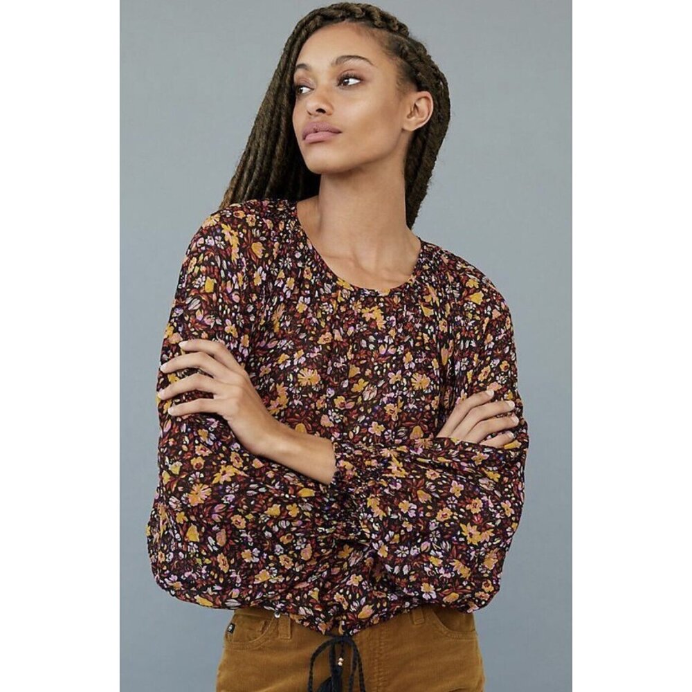 Anthropologie Women’s Large Floral Pauline Balloon Sleeve Blouse Boho Spring